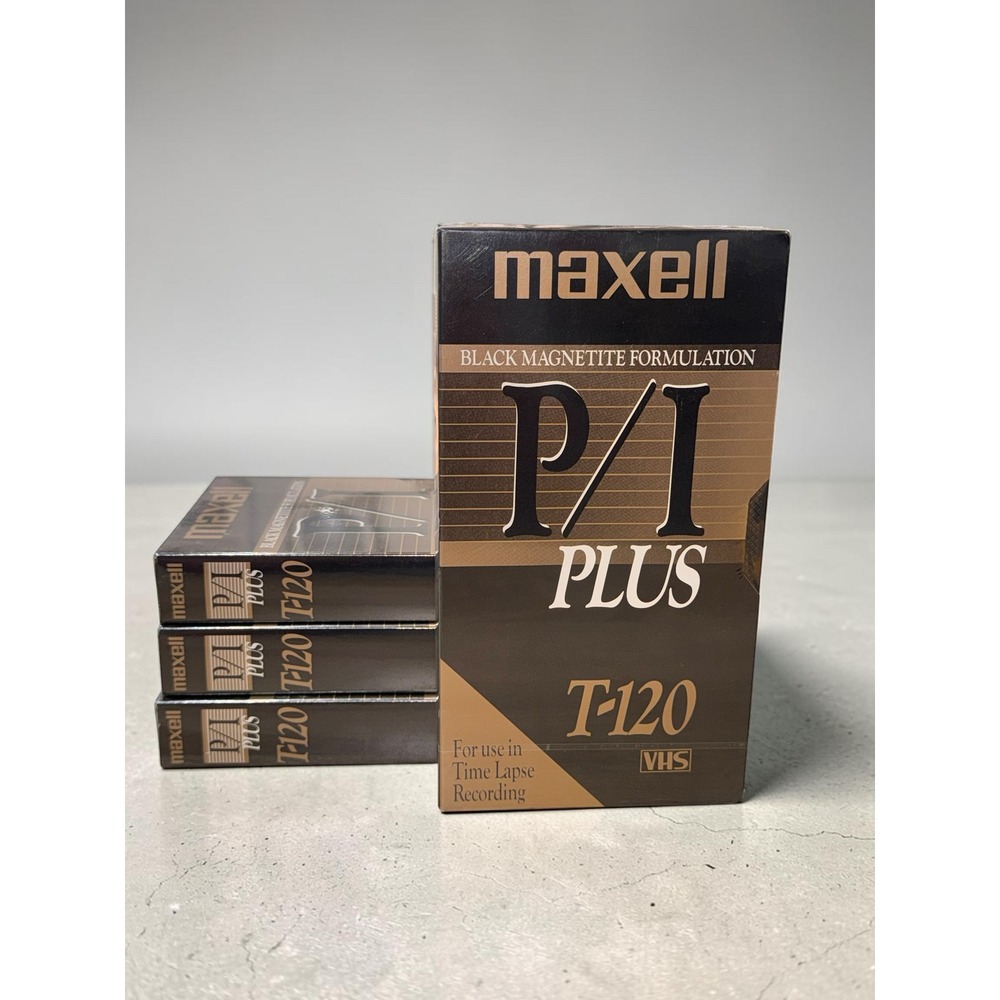 Lot of 4 Maxell P/I Plus T-120 VHS Blank Video Cassette Tape Black Magnetite NEW